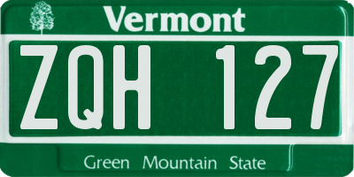 VT license plate ZQH127