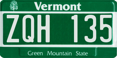 VT license plate ZQH135