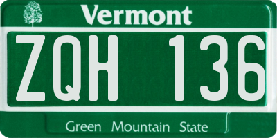 VT license plate ZQH136