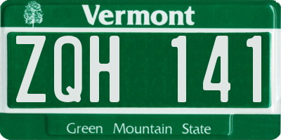VT license plate ZQH141
