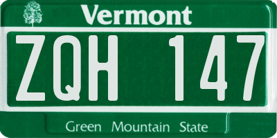 VT license plate ZQH147
