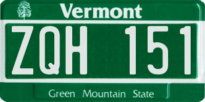 VT license plate ZQH151