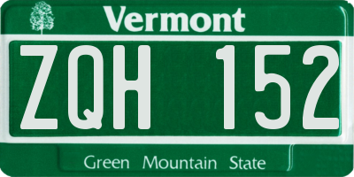 VT license plate ZQH152
