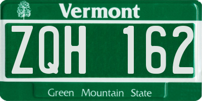 VT license plate ZQH162