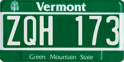 VT license plate ZQH173