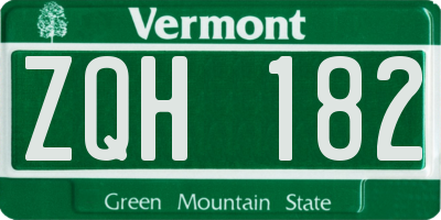 VT license plate ZQH182