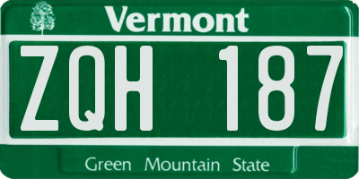 VT license plate ZQH187
