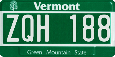 VT license plate ZQH188