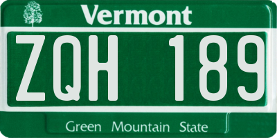VT license plate ZQH189