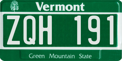 VT license plate ZQH191