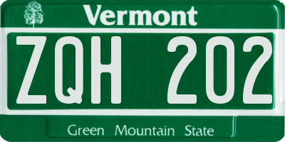 VT license plate ZQH202