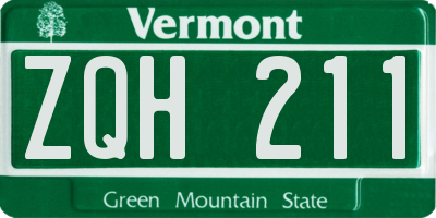 VT license plate ZQH211
