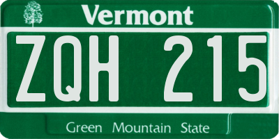 VT license plate ZQH215