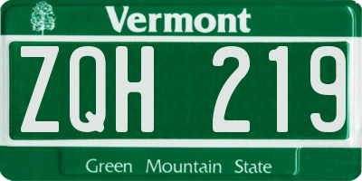 VT license plate ZQH219