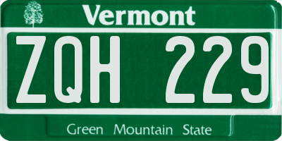 VT license plate ZQH229