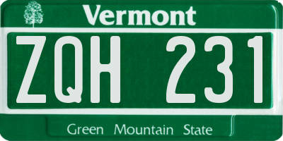 VT license plate ZQH231