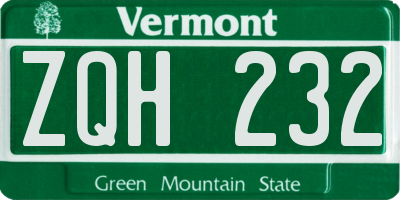 VT license plate ZQH232