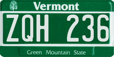 VT license plate ZQH236