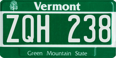 VT license plate ZQH238