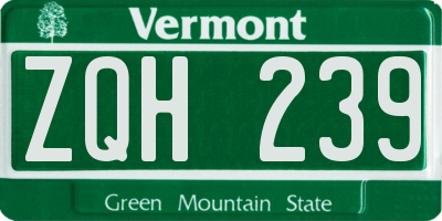 VT license plate ZQH239