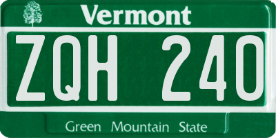 VT license plate ZQH240