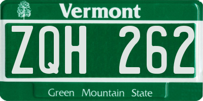 VT license plate ZQH262