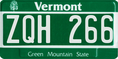 VT license plate ZQH266