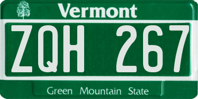 VT license plate ZQH267