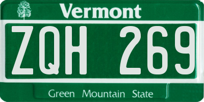 VT license plate ZQH269