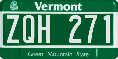 VT license plate ZQH271