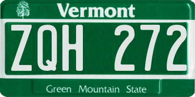 VT license plate ZQH272