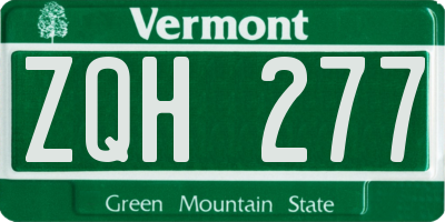 VT license plate ZQH277