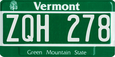 VT license plate ZQH278