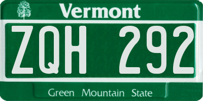 VT license plate ZQH292