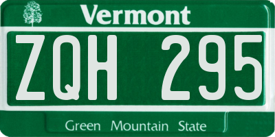 VT license plate ZQH295