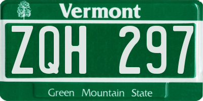 VT license plate ZQH297