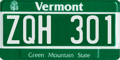 VT license plate ZQH301