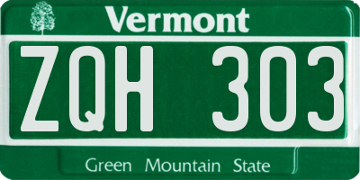 VT license plate ZQH303