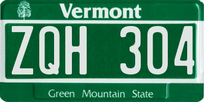 VT license plate ZQH304