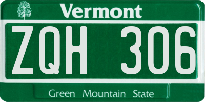 VT license plate ZQH306