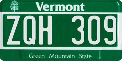 VT license plate ZQH309