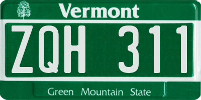 VT license plate ZQH311