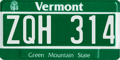 VT license plate ZQH314