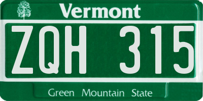 VT license plate ZQH315