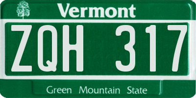 VT license plate ZQH317