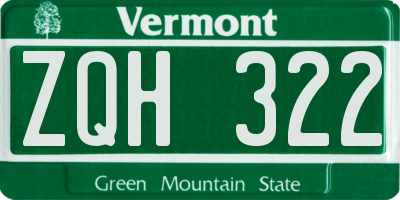 VT license plate ZQH322