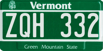 VT license plate ZQH332