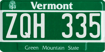 VT license plate ZQH335