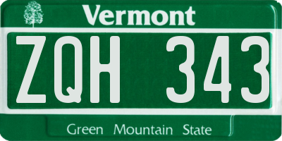 VT license plate ZQH343