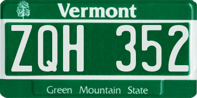 VT license plate ZQH352
